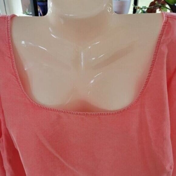 NEW Ava & Viv 4X Plus Coral Pullover Blouse puff Sleeve flowy Cotton NWT - Picture 4 of 9
